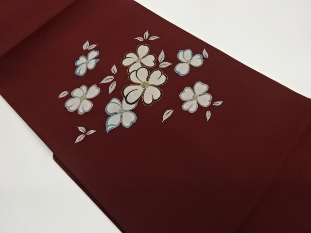Nagoya obi with gold and silver colored flowers and grasses